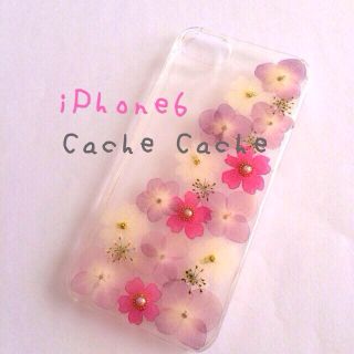 ⑥紫陽花バーベナ押し花iPhoneケース(モバイルケース/カバー)