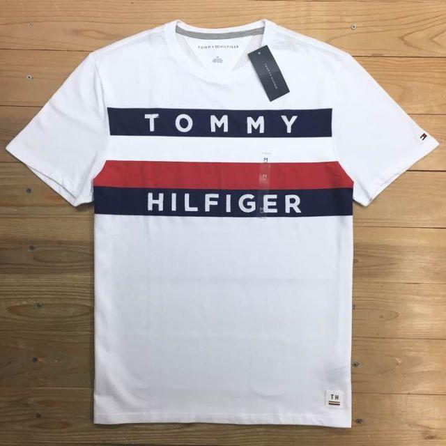 TOMMY HILFIGER(トミーヒルフィガー)の※訳アリ⑧・新品【メンズL】★トミー★トリコロール半袖Ｔシャツ/白ワッペン メンズのトップス(Tシャツ/カットソー(半袖/袖なし))の商品写真