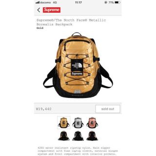 シュプリーム(Supreme)のsupreme the north face gold back pack(バッグパック/リュック)