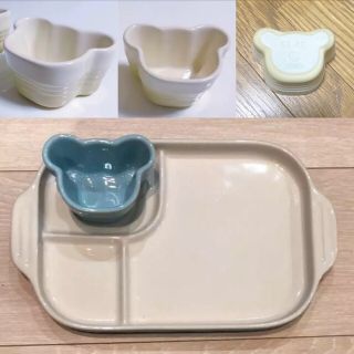 ルクルーゼ(LE CREUSET)のルクルーゼ ベビー プレートセット　ブルー&イエローくま(離乳食器セット)