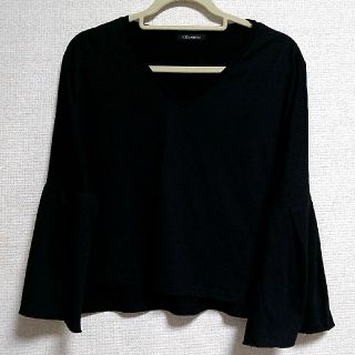 大きいサイズ 七分フリルカットソー  美品(カットソー(長袖/七分))