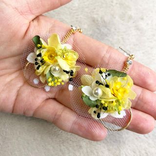 ハンドメイド  ピアス プリザーブドフラワー ドライフラワー (ピアス)