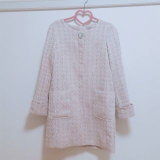 トッコ(tocco)のtocco closet♡ブローチ付きノーカラーツイードコート(スプリングコート)