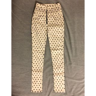 ムルーア(MURUA)の【美品】MURUA ドット柄 ハイウェストスキニーストレッチパンツ(スキニーパンツ)