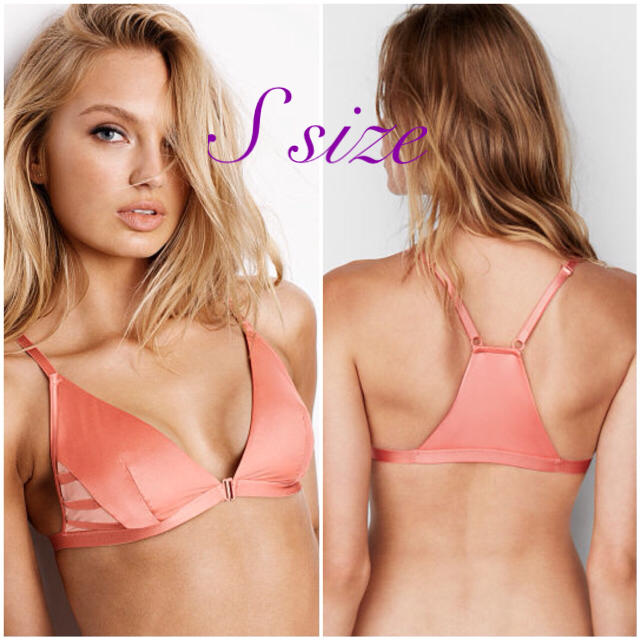 Victoria's Secret(ヴィクトリアズシークレット)の新品 Victoria's secret サテン ブラレット サーモンピンク S レディースの下着/アンダーウェア(ブラ)の商品写真