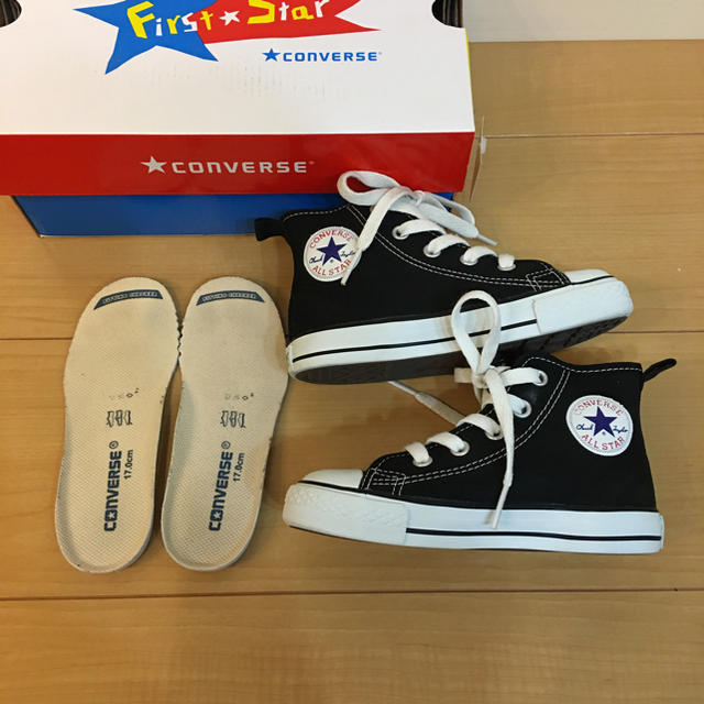 CONVERSE(コンバース)の美品 コンバース ハイカット 17cm 黒 キッズ/ベビー/マタニティのキッズ靴/シューズ(15cm~)(スニーカー)の商品写真