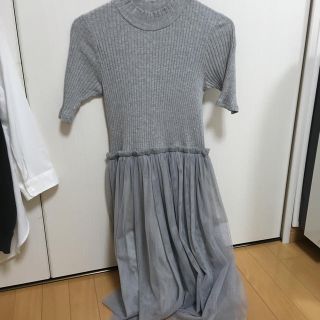 ドットアンドストライプスチャイルドウーマン(Dot&Stripes CHILDWOMAN)のリブワンピース チュール切替ワンピース(ひざ丈ワンピース)