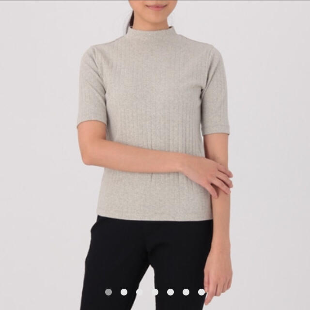 MUJI (無印良品) - オーガニックコットン混ワイドリブハイネック五分袖