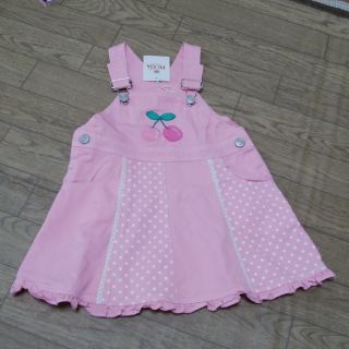 新品☆未使用！さくらんぼ♪ピンクサロペット(ワンピース)