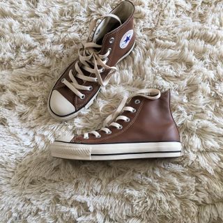 コンバース(CONVERSE)のコンバース オールスター レザー ブラウン ハイカット23(スニーカー)