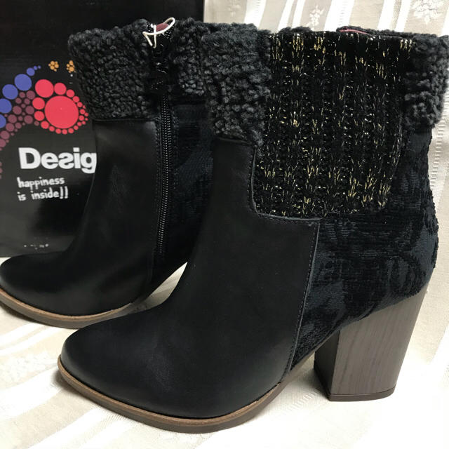 DESIGUAL(デシグアル)の未使用＊デシグアル 37 本革ショートブーツ 23.5 黒 desigual レディースの靴/シューズ(ブーツ)の商品写真