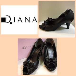 ダイアナ(DIANA)のダイアナ♡ブラックレザー  リボン パンプス♡(ハイヒール/パンプス)