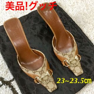 グッチ(Gucci)の美品! グッチ チェーンホースビット GGモノグラム ミュール 23~23.5㎝(ミュール)