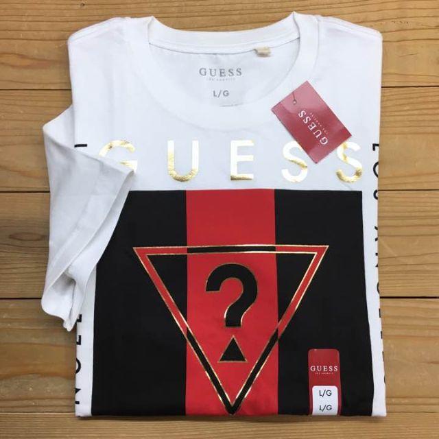 GUESS(ゲス)の新品【メンズL】★ゲス★配色バツグン！プリント半袖Tシャツ/白/GUESS メンズのトップス(Tシャツ/カットソー(半袖/袖なし))の商品写真