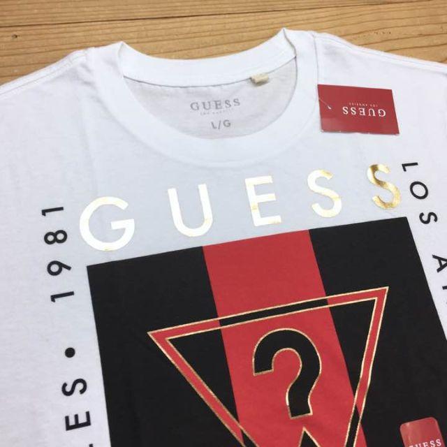 GUESS(ゲス)の新品【メンズL】★ゲス★配色バツグン！プリント半袖Tシャツ/白/GUESS メンズのトップス(Tシャツ/カットソー(半袖/袖なし))の商品写真