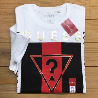 ゲス(GUESS)の新品【メンズL】★ゲス★配色バツグン！プリント半袖Tシャツ/白/GUESS(Tシャツ/カットソー(半袖/袖なし))