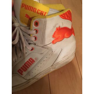 プーマ(PUMA)のビックプーマ ハイカット 24.5 超レアデザイン 白 オレンジ 黄色(スニーカー)