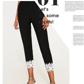 ザラ(ZARA)の【人気 希少 完売】大人の美脚シルエット♪清楚なホワイトレースのサブリナパンツ♡(カジュアルパンツ)