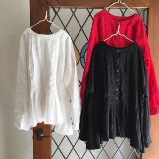 ネストローブ(nest Robe)の【LOT様専用です】ネストローブ　リネンミルフィーユタックブラウス　ブラック(シャツ/ブラウス(長袖/七分))