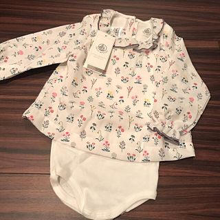 プチバトー(PETIT BATEAU)のプチバトー 18SS プリントコンビボディ 12m 新品(その他)