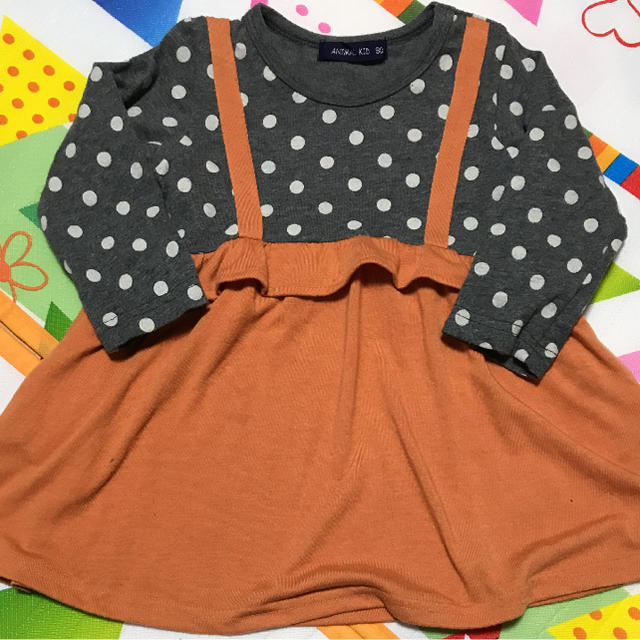 ドット柄ワンピース90 キッズ/ベビー/マタニティのキッズ服女の子用(90cm~)(ワンピース)の商品写真