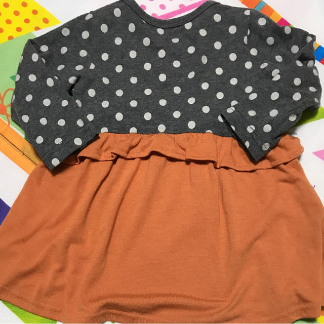 ドット柄ワンピース90 キッズ/ベビー/マタニティのキッズ服女の子用(90cm~)(ワンピース)の商品写真