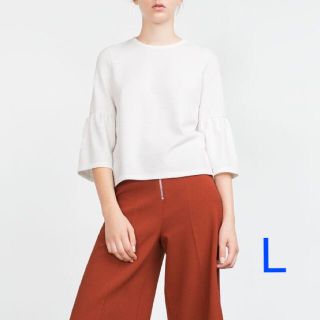 ザラ(ZARA)のZARA/ベルスリーブTシャツ 7分丈 ＃L(カットソー(長袖/七分))