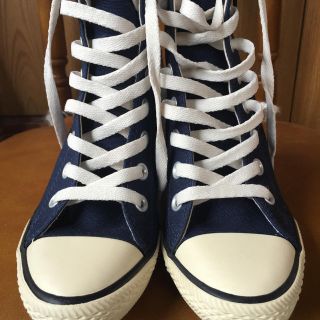 コンバース(CONVERSE)のコンバースハイヒールスニーカー(紺)(スニーカー)