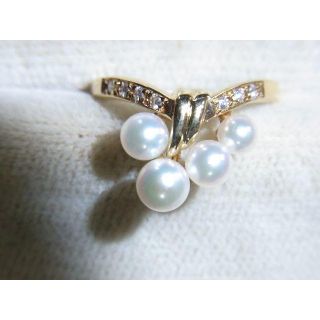 ミキモト(MIKIMOTO)のミキモト・K18・ベビーパール・ダイヤモンドリングです＾＾(リング(指輪))