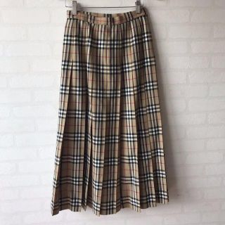 バーバリー(BURBERRY)の美品○burberry バーバリー ミモレ丈 プリーツ チェック スカート(ロングスカート)