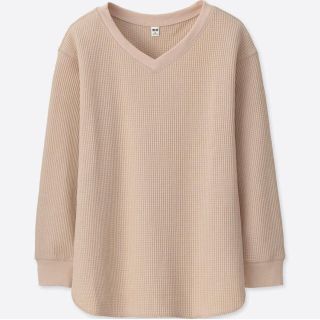 ユニクロ(UNIQLO)の新品タグ付きワッフルＶネックＴ(Tシャツ(長袖/七分))