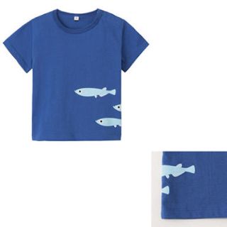 ムジルシリョウヒン(MUJI (無印良品))の新品 無印良品 Tシャツ めだか ブルー 男の子 80 洗い替えに(Ｔシャツ)