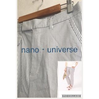 ナノユニバース(nano・universe)の未使用品【nano・universe】ストライプ センタープレス EASYパンツ(クロップドパンツ)