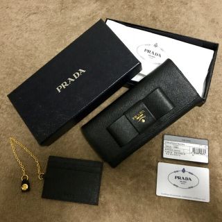 プラダ(PRADA)のPRADA♡サフィアーノ 長財布 リボン ブラック(長財布)