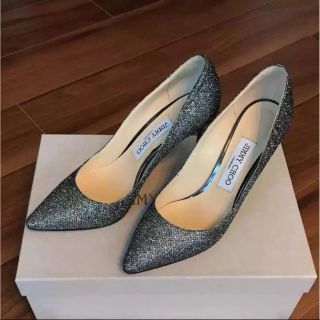 ジミーチュウ(JIMMY CHOO)のジミーチュウ  グリッター パンプス Romy 85 36.5 裏張り済 美品(ハイヒール/パンプス)