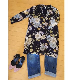 エイチアンドエム(H&M)のゆったり！花柄チュニックワンピ(チュニック)