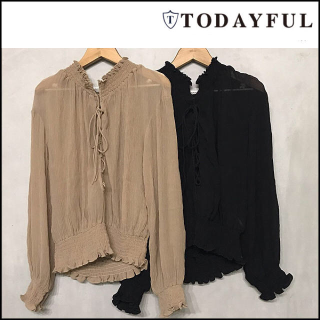 TODAYFUL(トゥデイフル)のTODAYFUL【新品タグ付】レースアップシフォンブラウス レディースのトップス(シャツ/ブラウス(長袖/七分))の商品写真