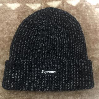 シュプリーム(Supreme)のsupreme reflective loose gauge beanie 黒(ニット帽/ビーニー)