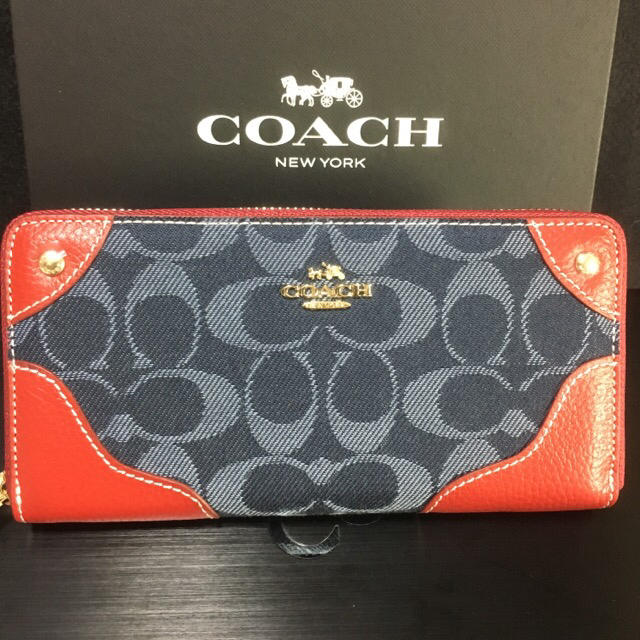 COACH(コーチ)の限定セール❣️新品コーチ長財布F53769デニム ネイビー×レッド レディースのファッション小物(財布)の商品写真