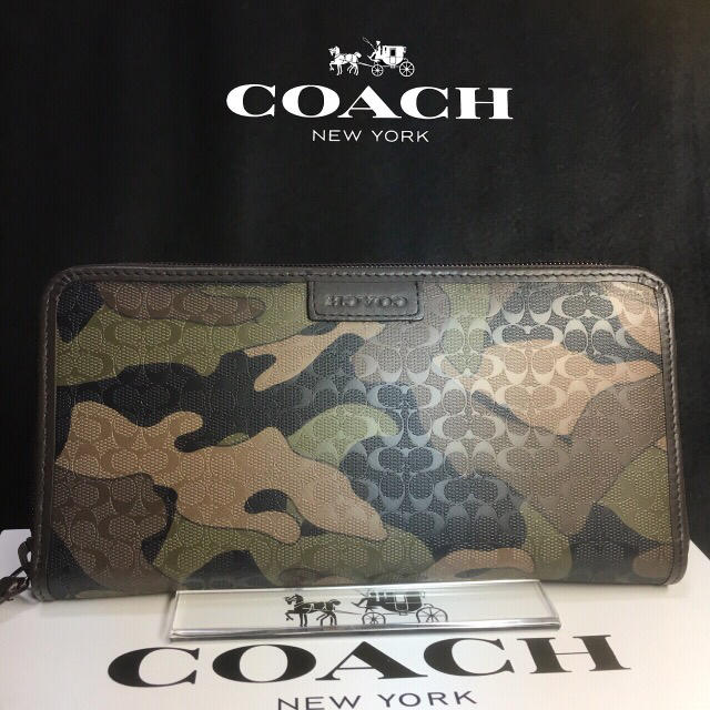 最終価格 COACHコーチ メンズ長財布 カモフラ柄 希少