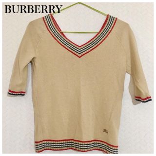 バーバリー(BURBERRY)のBURBERRY★バーバリー Vネック 春夏ニット レディース カットソー(カットソー(半袖/袖なし))