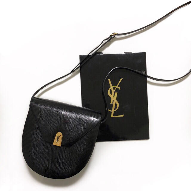 美品 イヴサンローラン YSL リザード コンビ レザー ショルダーバッグ