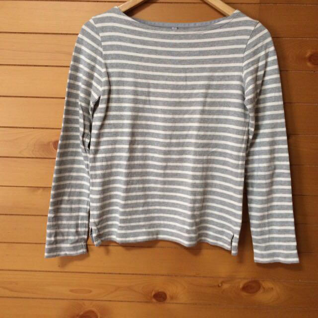 UNIQLO(ユニクロ)のボーダー ボートネックTシャツ レディースのトップス(Tシャツ(長袖/七分))の商品写真