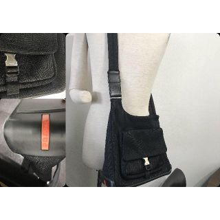 プラダ(PRADA)の●プラダスポーツ外ポケ2メッシュワンショルダー黒メッセンジャーバッグ革●良美↑(メッセンジャーバッグ)