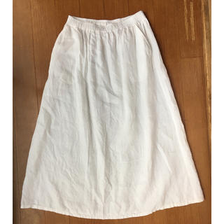 ムジルシリョウヒン(MUJI (無印良品))の無印良品 白リネンスカート M(ひざ丈スカート)