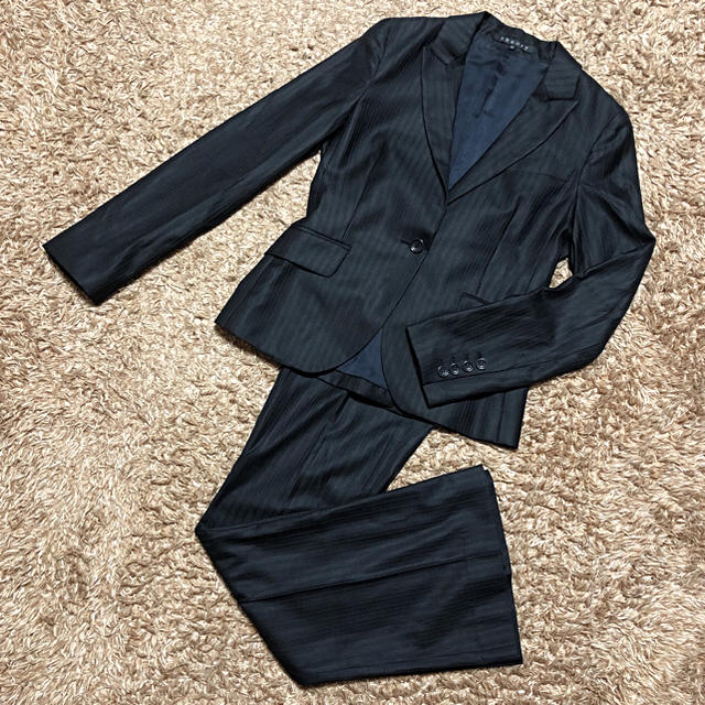《セオリー/theory》 シングル パンツスーツ S〜M ブラック シルクフォーマル/ドレス