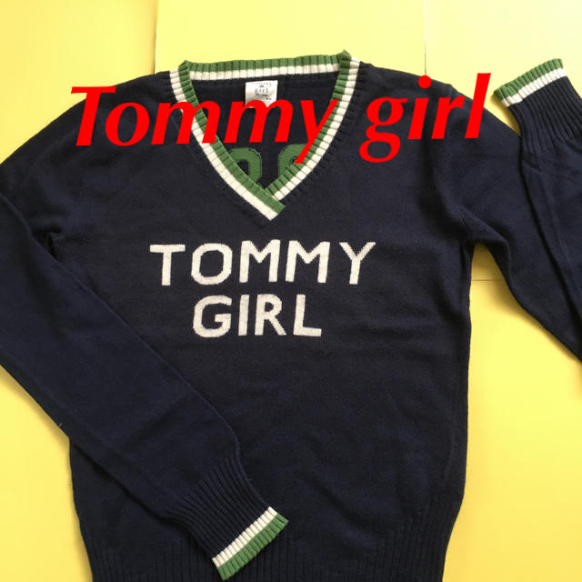 tommy girl(トミーガール)のTommy girl ニット 長袖 Vネック ネイビー S コットン混 レディースのトップス(ニット/セーター)の商品写真