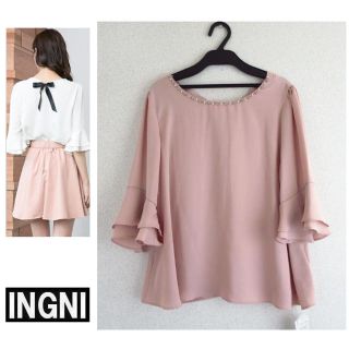 イング(INGNI)の新品★INGNI装飾付きBackリボンTOPｓ(カットソー(長袖/七分))