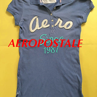 エアロポステール(AEROPOSTALE)のAEROPOSTALE ポロシャツ 半袖 グレーネイビー M(ポロシャツ)