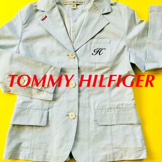 トミーヒルフィガー(TOMMY HILFIGER)のTOMMY HILFIGER ジャケット サマー 長袖 水色 綿麻混紡 M(テーラードジャケット)